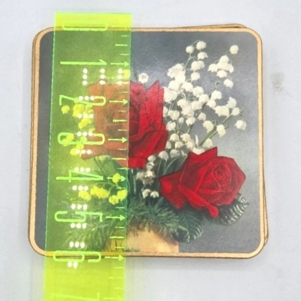Vintage Win-El-Ware Rose Coasters‎ Set of 6 - Made in Great Britain with Box